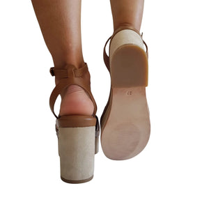 Janet&Janet Sandali con tacco color cuoio J152