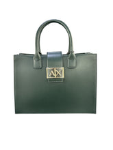 Carica l&#39;immagine nel visualizzatore di Gallery, Armani Exchange borsa a mano trapezio con tracolla verde bottiglia
