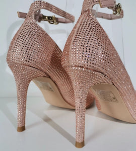 Twinset décolleté in pelle con strass