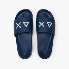 Carica l'immagine nel visualizzatore di Gallery, Sun68 Ciabatte uomo in PU blu logo bianco
