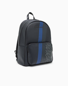Armani Exchange zaino uomo nero e blu con monogramma e strisce