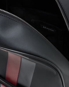 Armani Exchange zaino uomo nero e rosso con monogramma e strisce