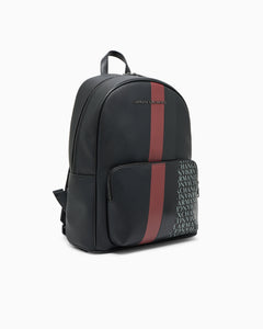 Armani Exchange zaino uomo nero e rosso con monogramma e strisce