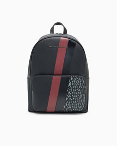 Armani Exchange zaino uomo nero e rosso con monogramma e strisce