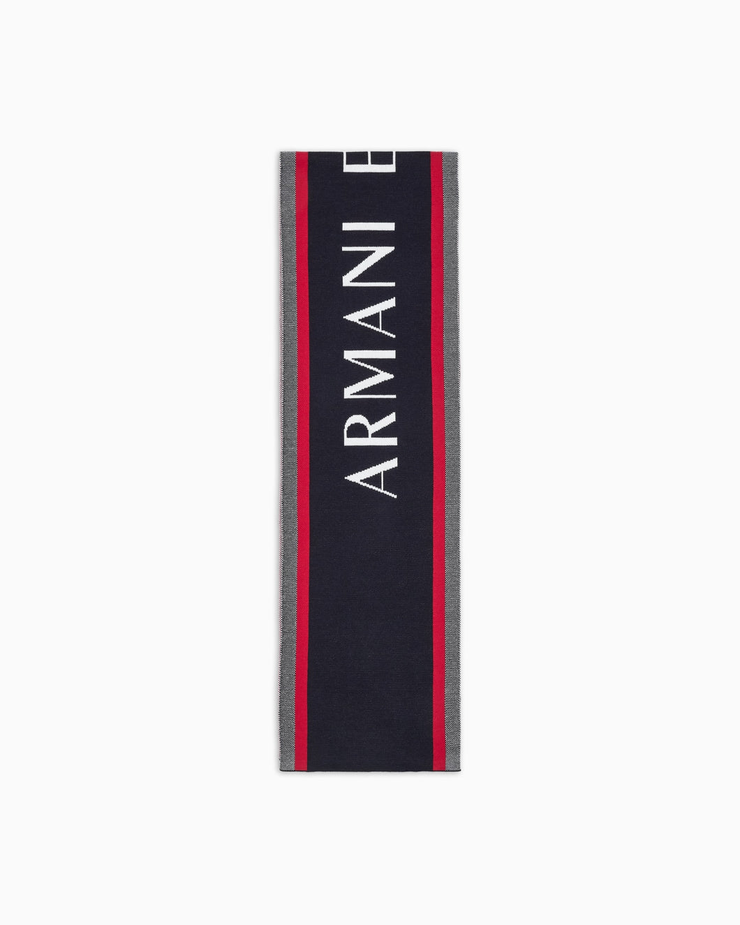 Armani Exchange Sciarpa uomo blu con bande a contrasto