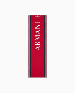 Armani Exchange Sciarpa uomo rosso con bande a contrasto