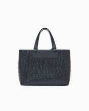 Carica l'immagine nel visualizzatore di Gallery, Armani Exchange Shopping bag lucida con logo goffrato e charm
