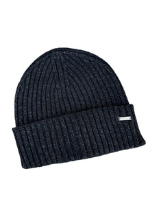 Armani Exchange cappello a coste con risvolto nero