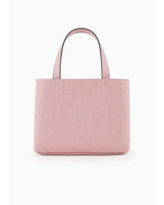 Armani Exchange Borsa Shopper con logo in rilievo rosa piccola