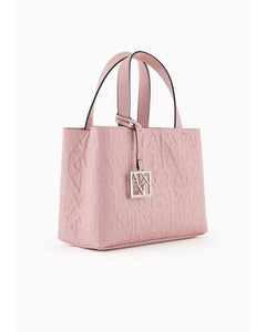 Armani Exchange Borsa Shopper con logo in rilievo rosa piccola