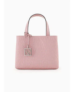 Armani Exchange Borsa Shopper con logo in rilievo rosa piccola