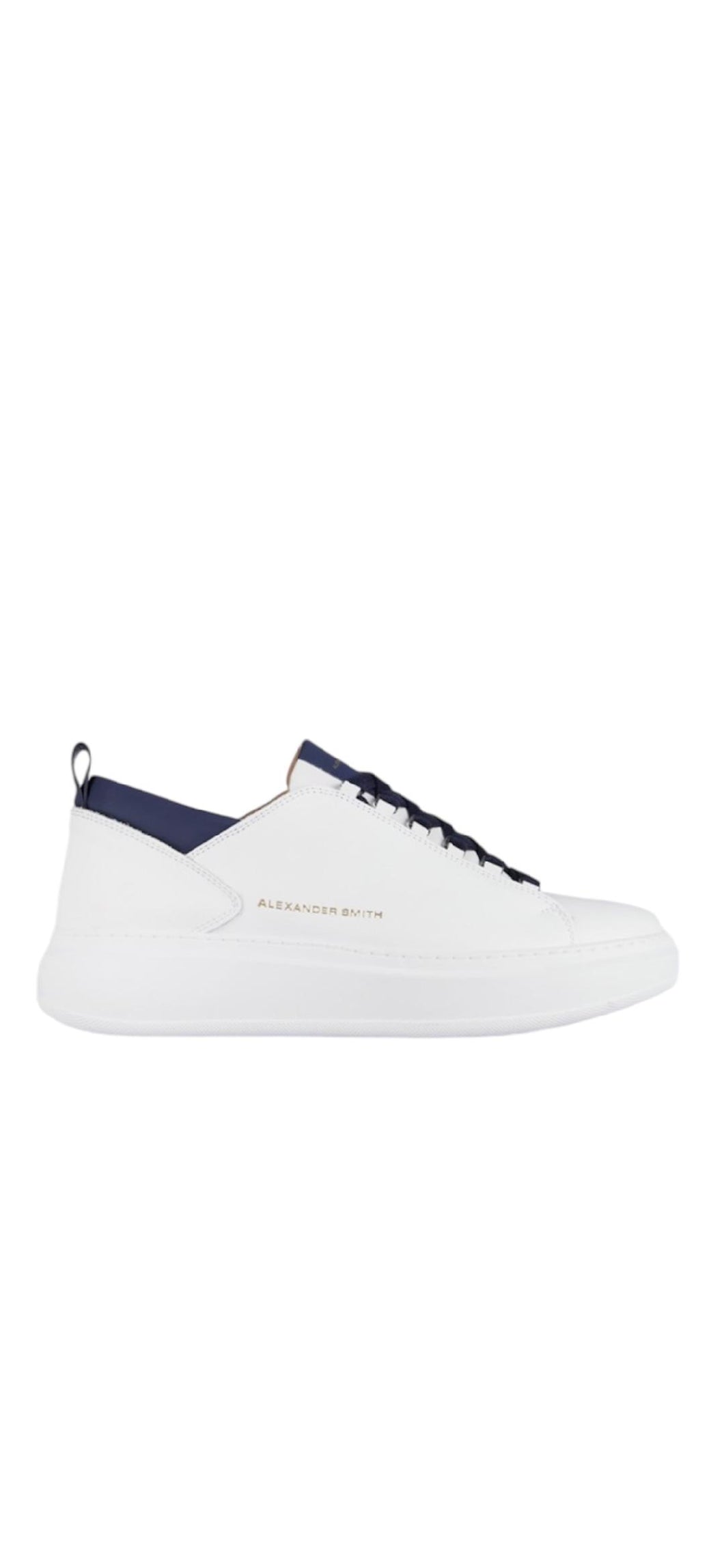 Alexander Smith Wembley sneakers uomo in pelle bianca con inserti blu
