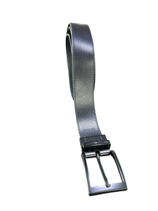 Emporio Armani Cintura reversibile in pelle blu saffiano martellata cuciture fibbia nera