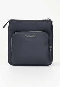 Armani Exchange tracolla blu con tasca esterna zip
