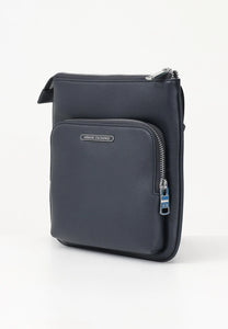 Armani Exchange tracolla blu con tasca esterna zip