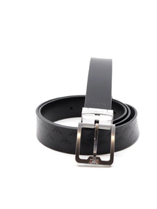 Emporio Armani Cintura reversibile in pelle logo all-over aquila blu e nera