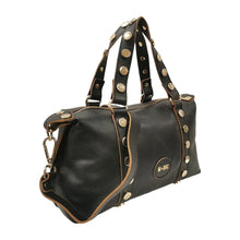 Carica l'immagine nel visualizzatore di Gallery, MBrc Borsa a Mano In Pelle Nera Donna Linea Coins Con Pochette
