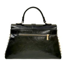 Carica l'immagine nel visualizzatore di Gallery, MBrc Borsa a Mano Donna in Pelle Nera Linea Rock con Borchie e Tracolla
