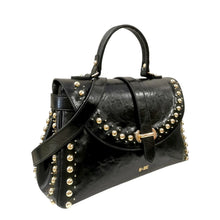 Carica l'immagine nel visualizzatore di Gallery, MBrc Borsa a Mano Donna in Pelle Nera Linea Rock con Borchie e Tracolla
