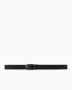 Emporio Armani Cintura reversibile in pelle logo all-over marrone e nera