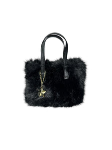 Massimo Braccialini borsa linea fur in pelliccia manico in pelle nero