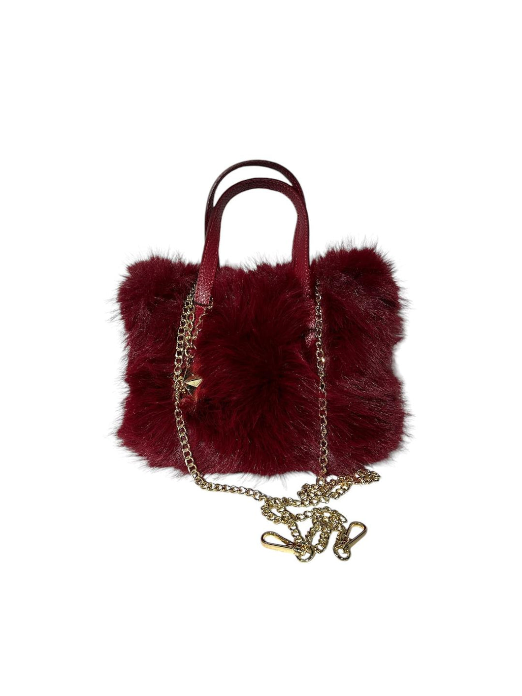 Massimo Braccialini borsa linea fur in pelliccia manico in pelle rosso