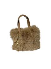 Carica l&#39;immagine nel visualizzatore di Gallery, Massimo Braccialini borsa linea fur in pelliccia manico in pelle beige
