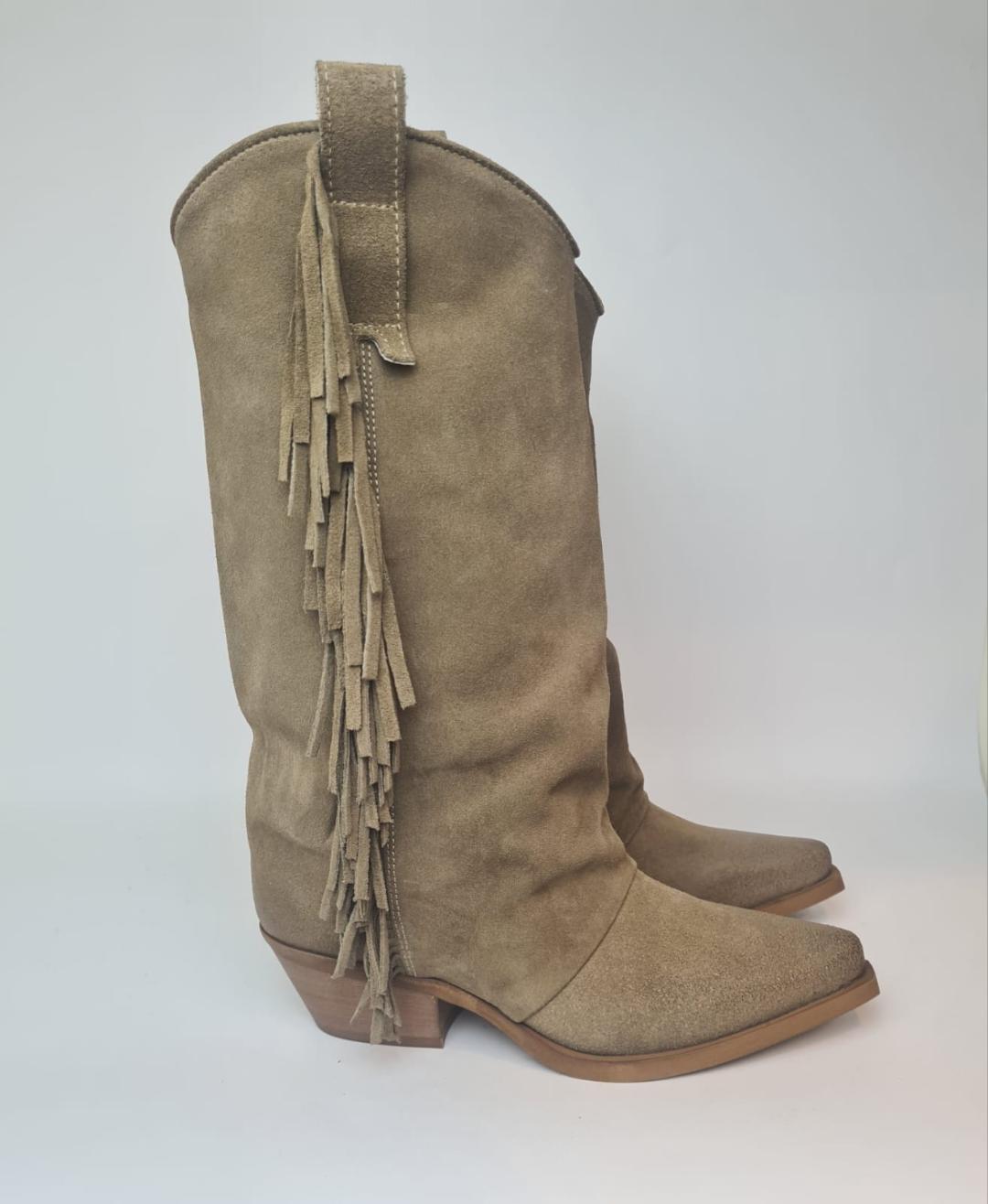 Stivaletti Texani Stivali Alti Con Frange Cowboy Sandali Texani