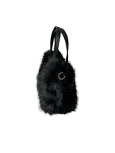 Carica l&#39;immagine nel visualizzatore di Gallery, Massimo Braccialini borsa linea fur in pelliccia manico in pelle nero
