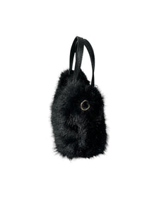 Massimo Braccialini borsa linea fur in pelliccia manico in pelle nero