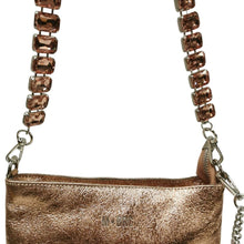 Carica l'immagine nel visualizzatore di Gallery, MBRC pochette donna cipria in pelle laminata con doppia tracolla
