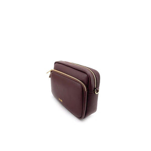 MBRC borsa marrone media doppia zip in pelle doppia tracolla