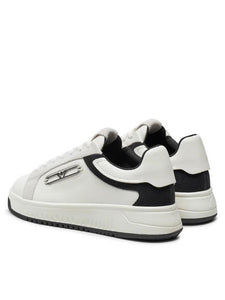 Emporio Armani Sneakers in pelle con placca aquila nere e bianche