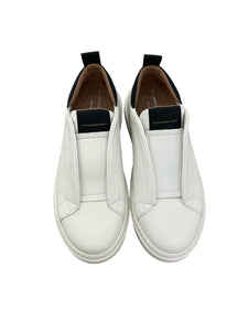 Alexander Smith Wembley Slip-on Uomo in morbida pelle bianca con dettagli neri