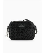Carica l'immagine nel visualizzatore di Gallery, Armani Exchange borsa piccola nera con monogram floccato
