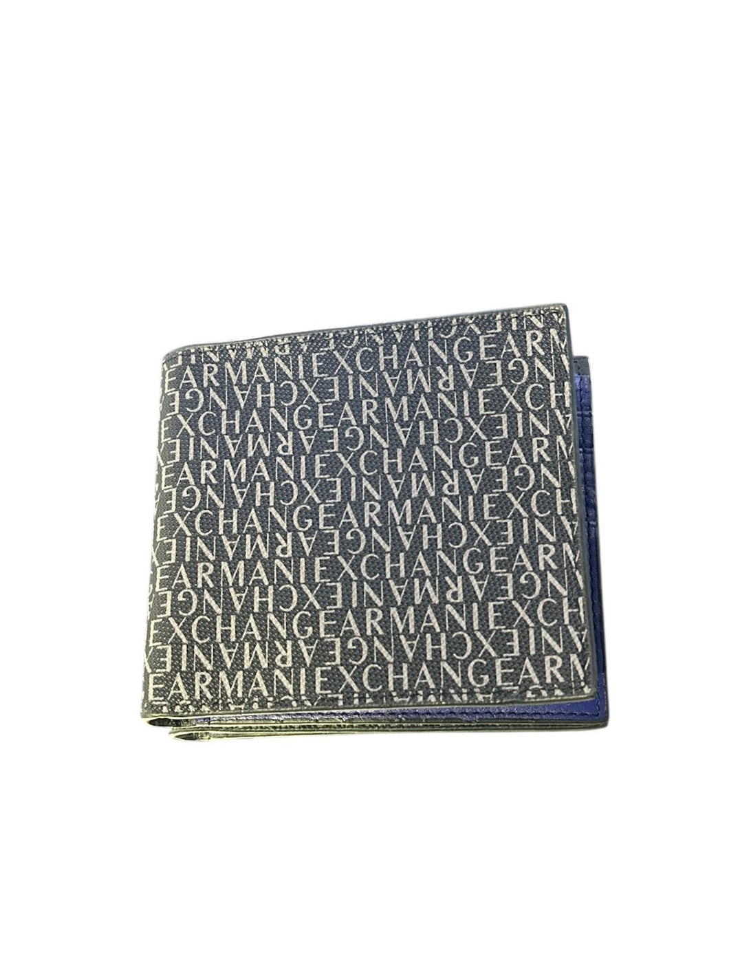 Armani Exchange portafoglio nero logo all-over interno bluette