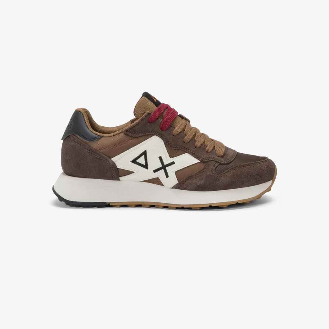 Sun68 Sneakers Uomo Jaki Bicolor in nylon e suede marrone