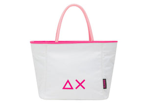 Sun68 Shopping bag donna Jacqueline in nylon bianca con manico rosa