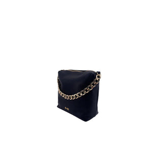 MBRC Borsa media in pelle nera con doppia tracolla C079