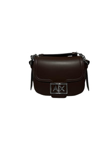 Armani Exchange mini bag stondata con logo marrone scuro