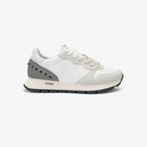 Sun68 Sneakers donna Ally Studs in similpelle e suede bianco e grigio