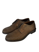 Carica l'immagine nel visualizzatore di Gallery, Scarpe stringate PAWELK'S marroni in pelle intrecciata

