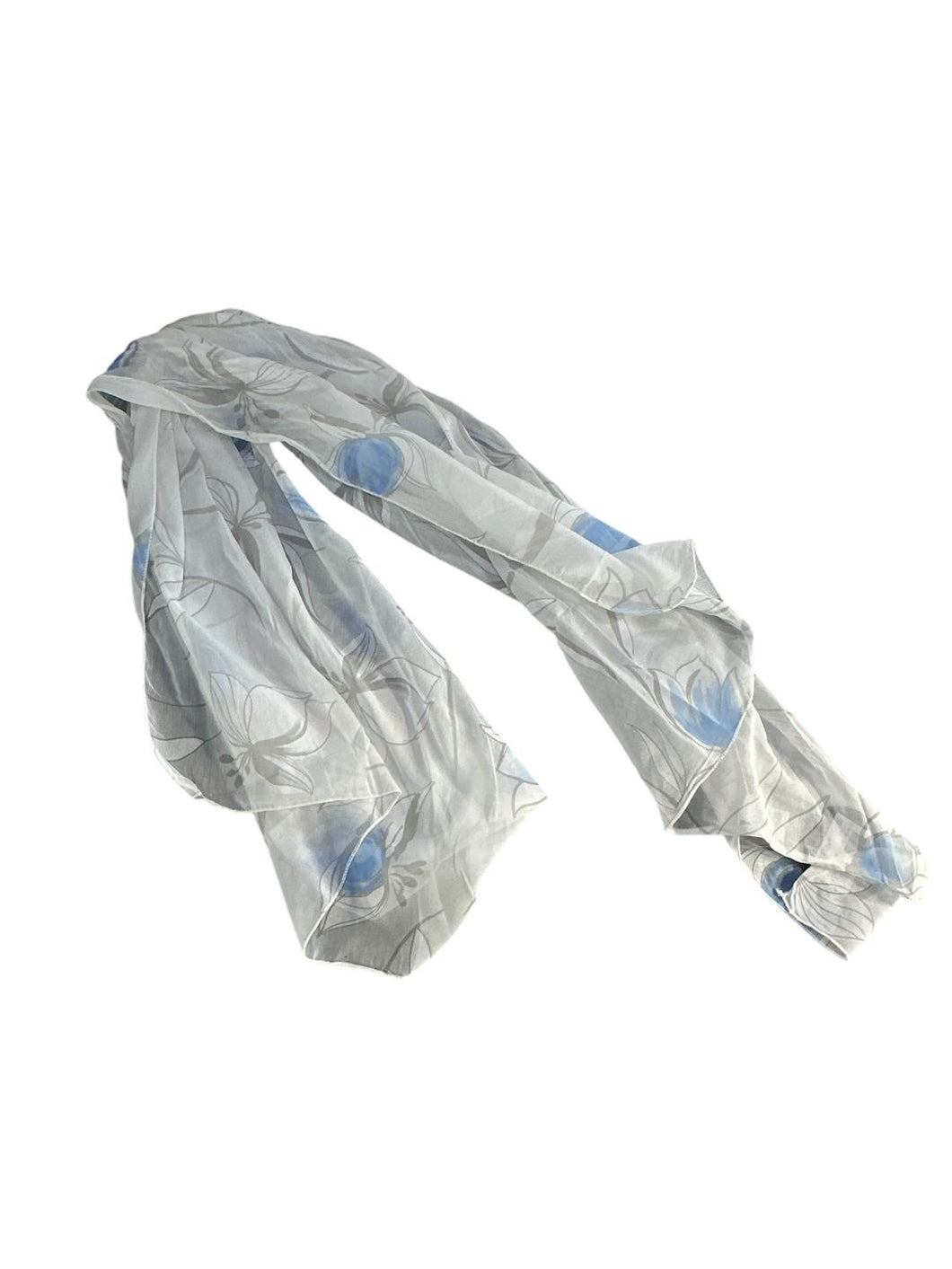 MBRC Foulard bianco con motivo fiori celesti in cotone