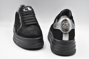 Janet&Janet sneakers donna platform nere con brillantini