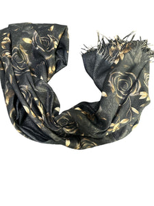 Massimo Braccialini Foulard fantasia nero con rose gialle