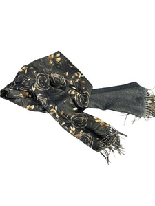 Massimo Braccialini Foulard fantasia nero con rose gialle