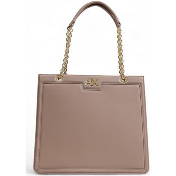 Armani Exchange Tote bag con manici in catena tortora grande