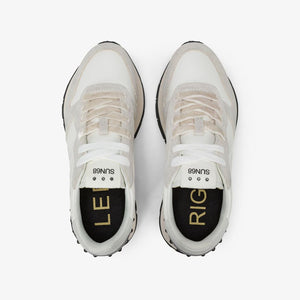 Sun68 Sneakers donna Ally Studs in similpelle e suede bianco e grigio