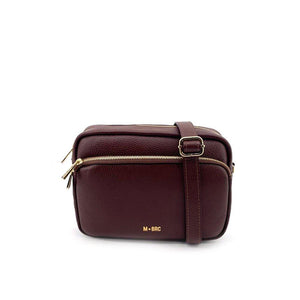 MBRC borsa marrone media doppia zip in pelle doppia tracolla
