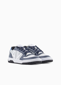 Armani Exchange sneakerse blu e bianche in ecopelle